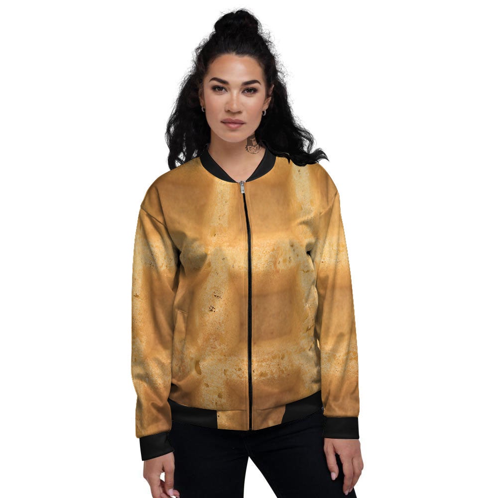 Texture Waffle Print Women's Bomber Jacket-grizzshop