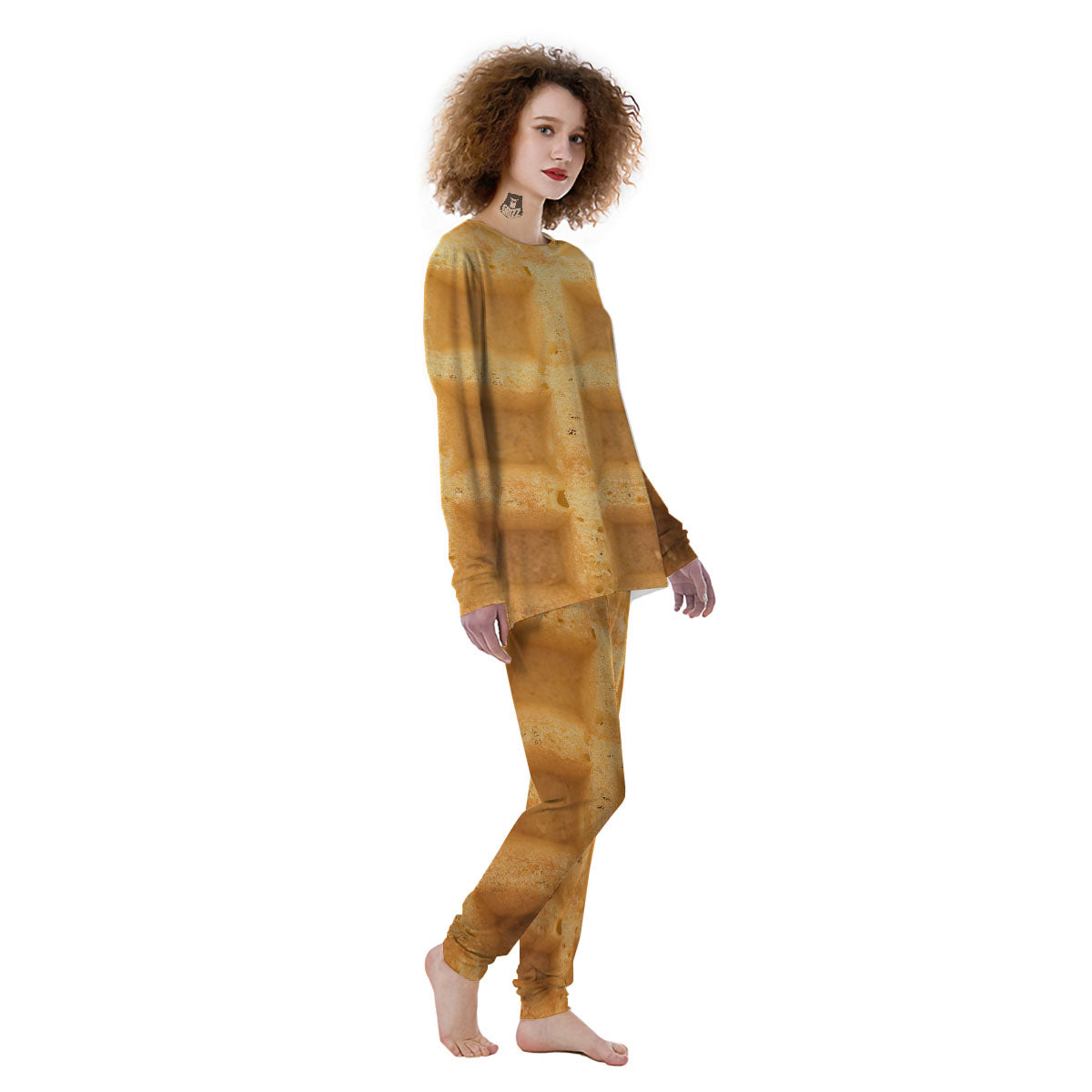 Texture Waffle Print Women's Pajamas-grizzshop