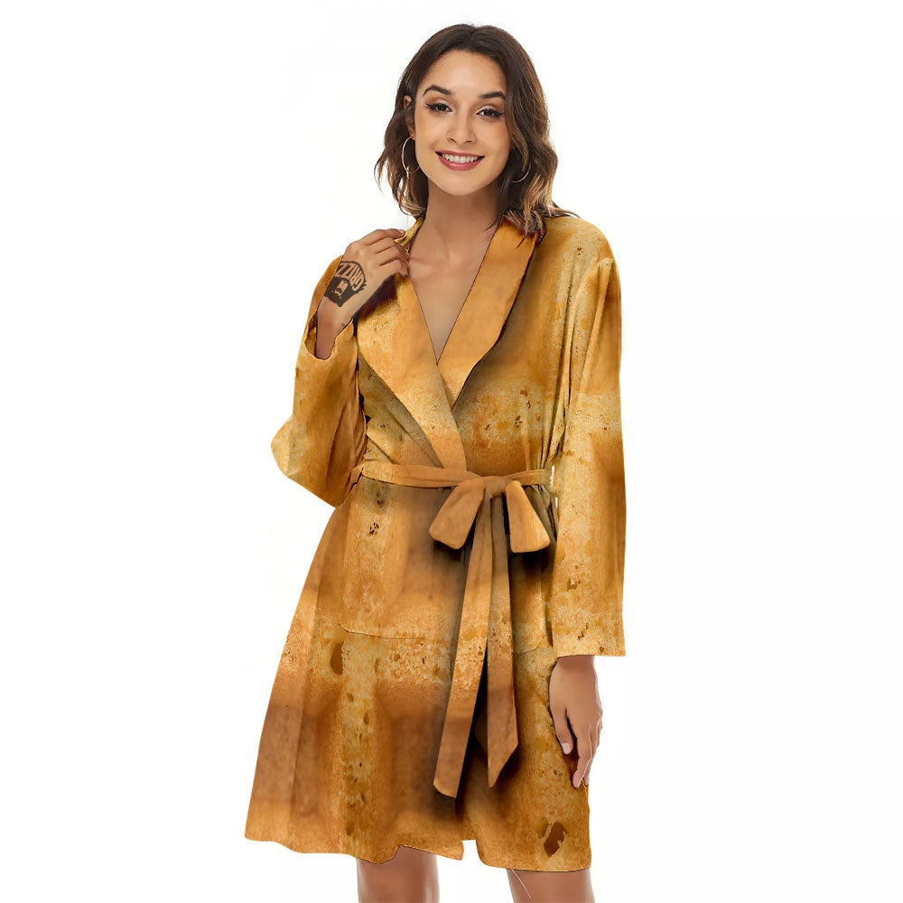 Texture Waffle Print Women's Robe-grizzshop
