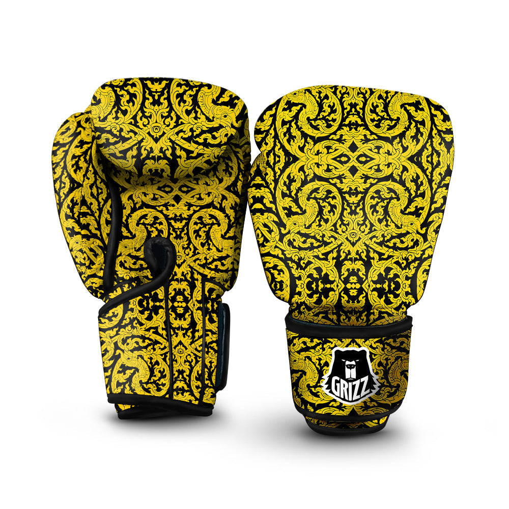 Thai Art Old Style Print Pattern Boxing Gloves-grizzshop
