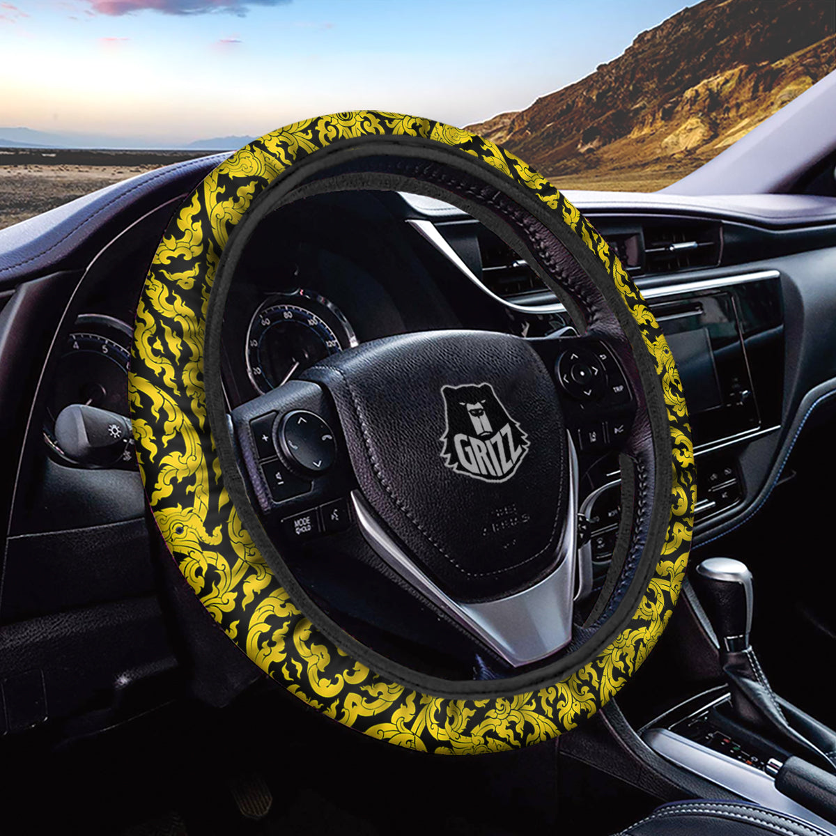 Thai Art Old Style Print Pattern Car Steering Wheel Cover-grizzshop