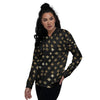 Thai Black And Gold Print Pattern Women's Bomber Jacket-grizzshop