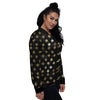 Thai Black And Gold Print Pattern Women's Bomber Jacket-grizzshop