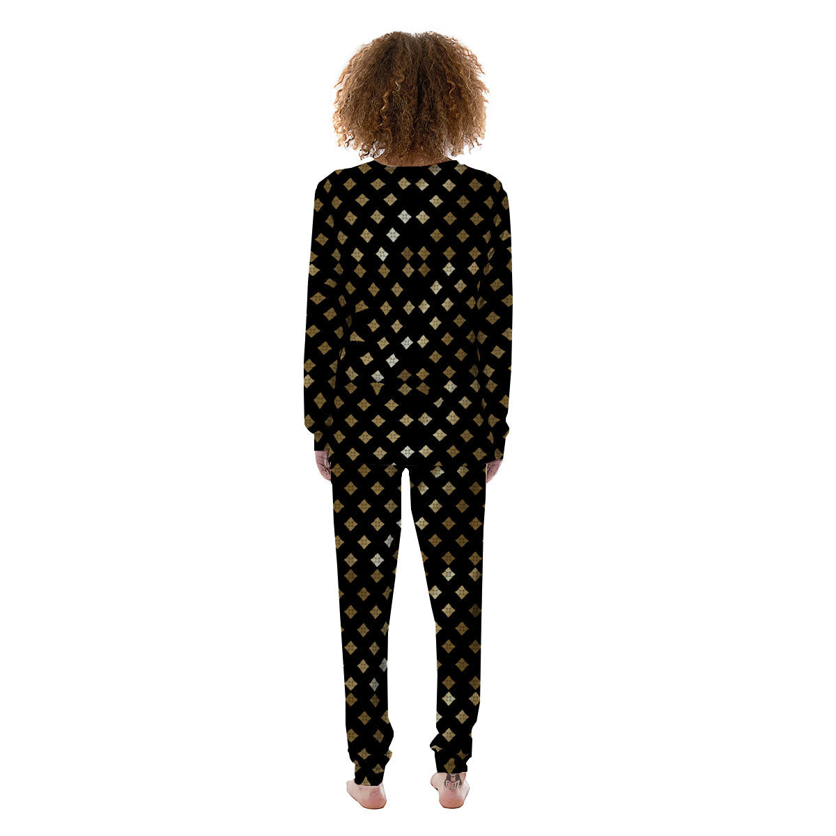 Thai Black And Gold Print Pattern Women's Pajamas-grizzshop