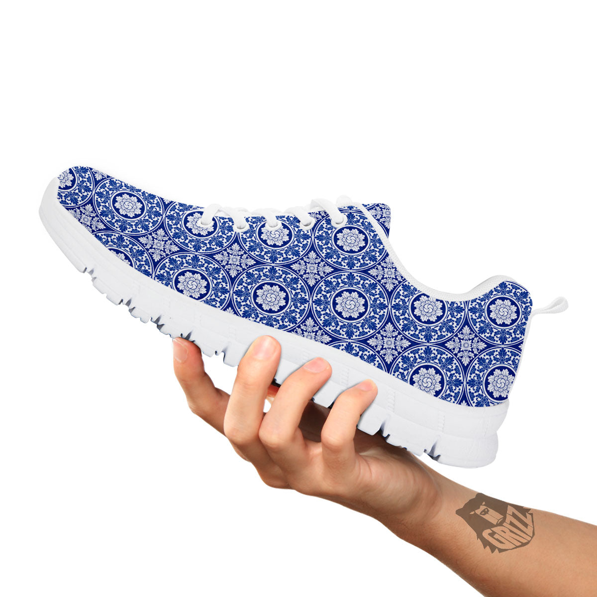 Thai Ethnic Print Pattern White Sneaker-grizzshop