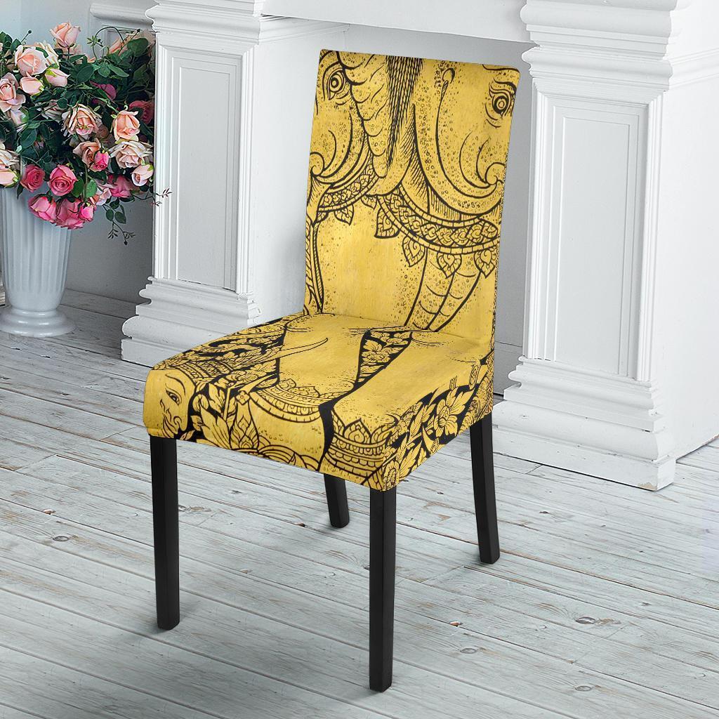 Thai Golden Elephant Print Chair Cover-grizzshop