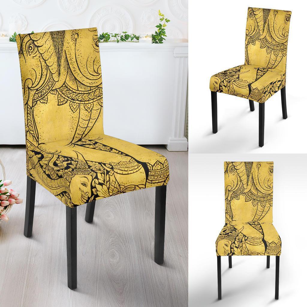 Thai Golden Elephant Print Chair Cover-grizzshop