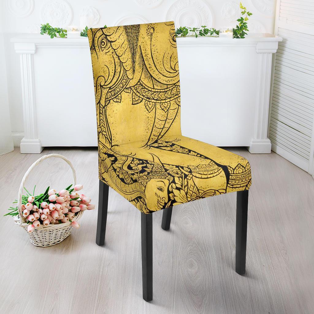 Thai Golden Elephant Print Chair Cover-grizzshop