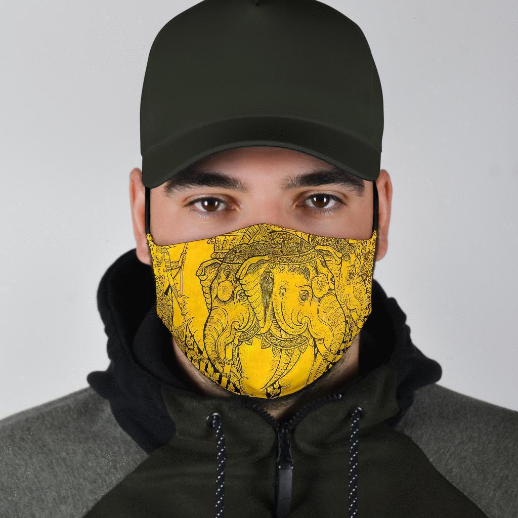 Thai Golden Elephant Print Face Mask-grizzshop