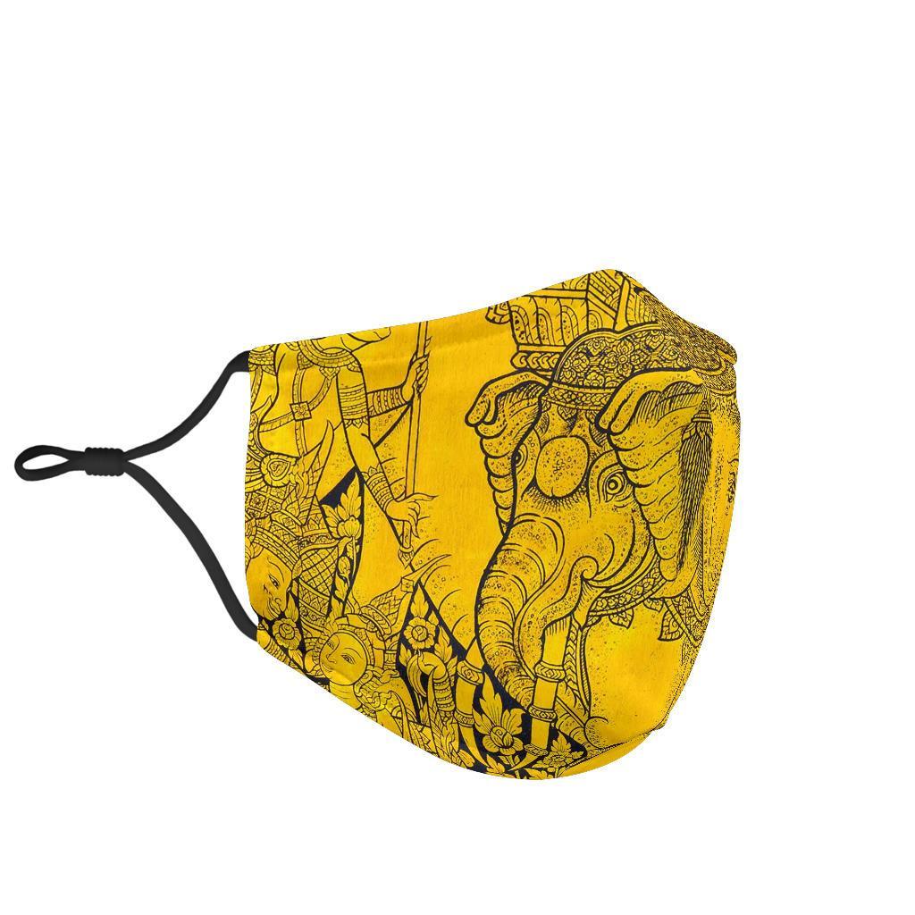 Thai Golden Elephant Print Face Mask-grizzshop