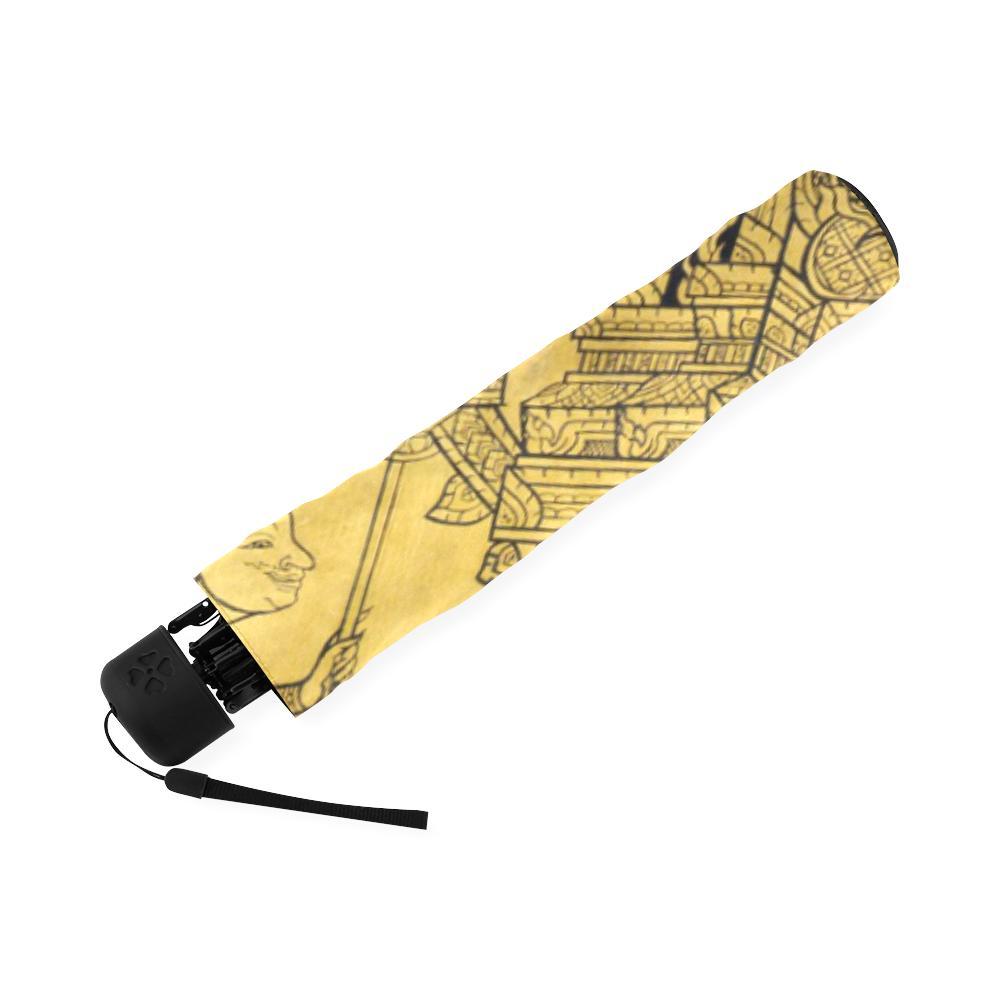 Thai Golden Elephant Print Foldable Umbrella-grizzshop