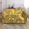 Thai Golden Elephant Print Loveseat Cover-grizzshop