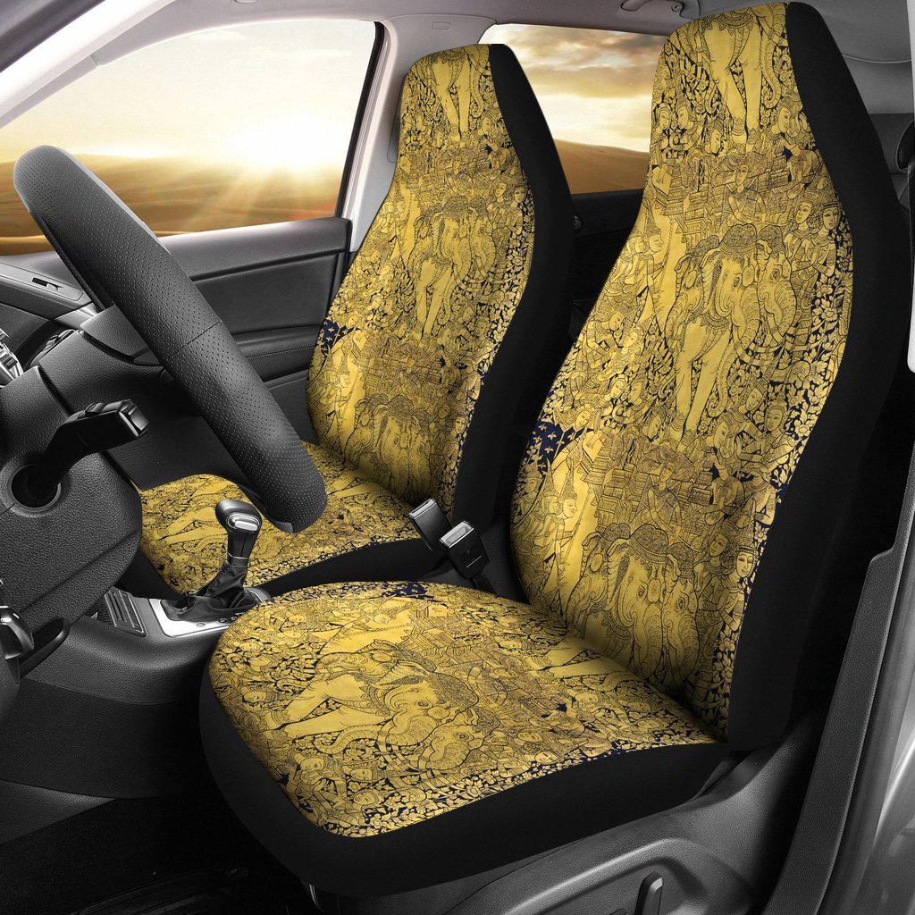 Thai Golden Elephant Print Universal Fit Car Seat Cover-grizzshop