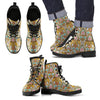 Thai Lotus Elephant Print Men Women Leather Boots-grizzshop