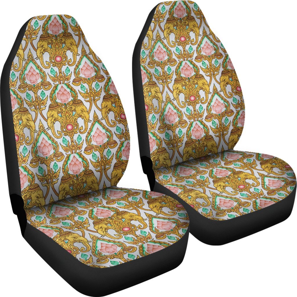 Thai Lotus Elephant Print Universal Fit Car Seat Cover-grizzshop