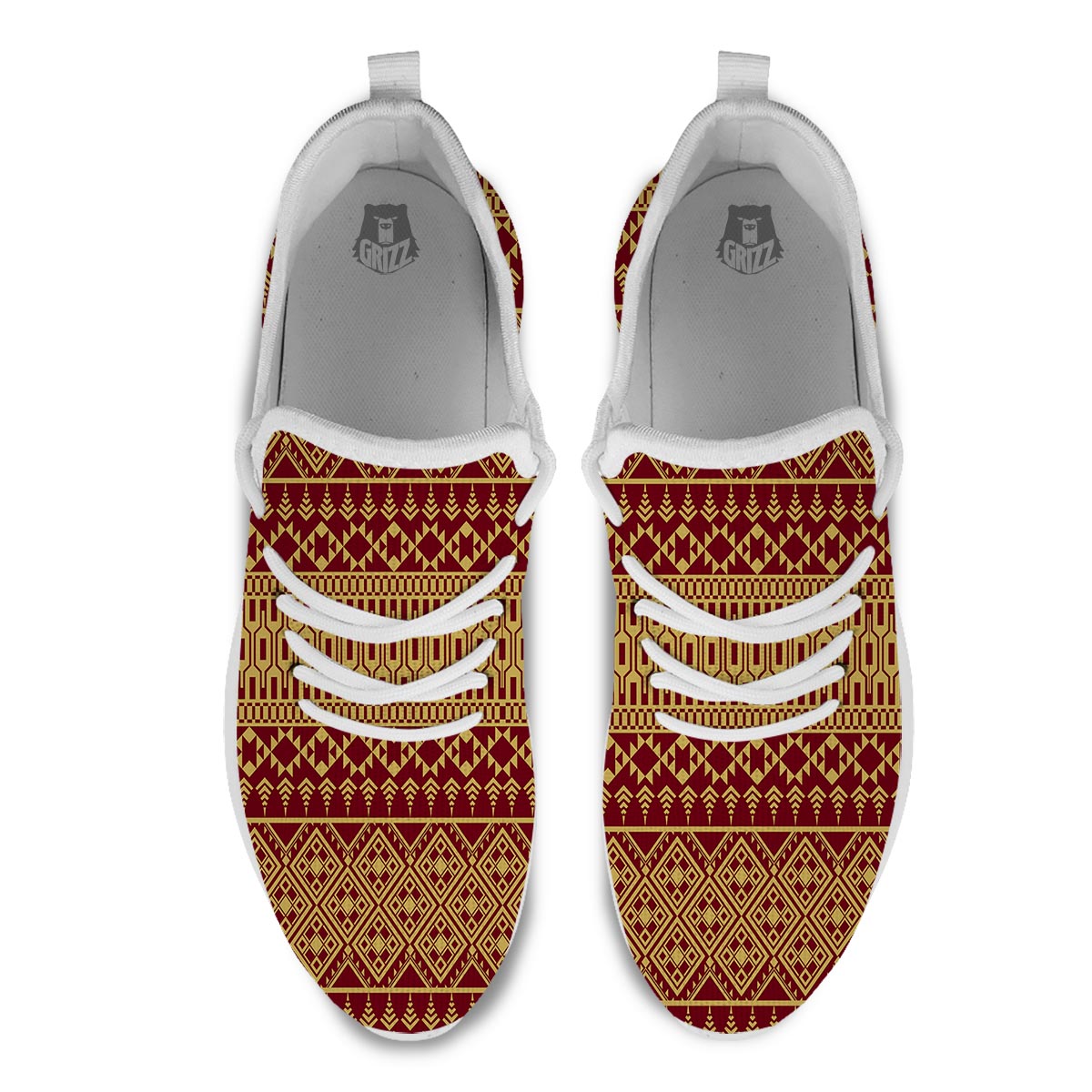 Thai Traditional Print Pattern White Athletic Shoes-grizzshop