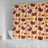 Thankgiving Turkey Pattern Print Bathroom Shower Curtain-grizzshop