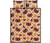 Thankgiving Turkey Pattern Print Bed Set Quilt-grizzshop