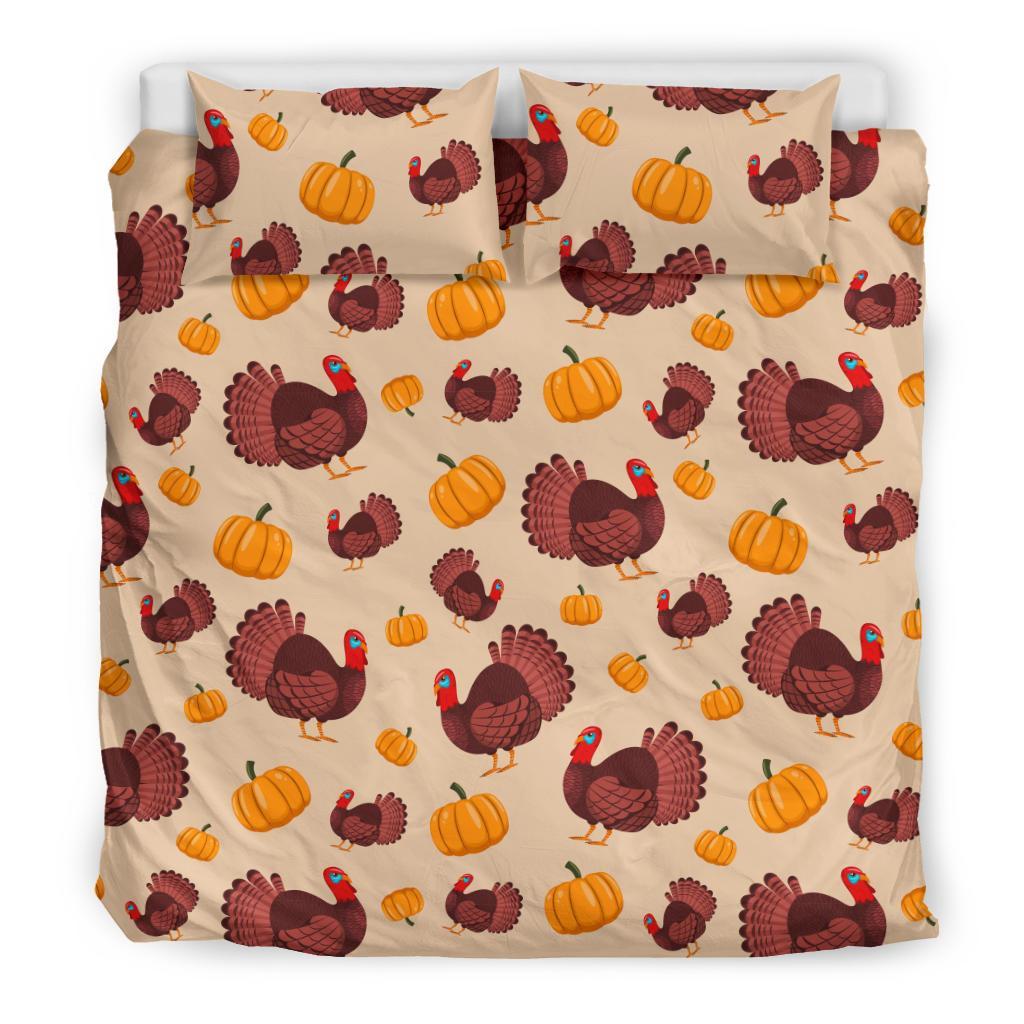 Thankgiving Turkey Pattern Print Duvet Cover Bedding Set-grizzshop