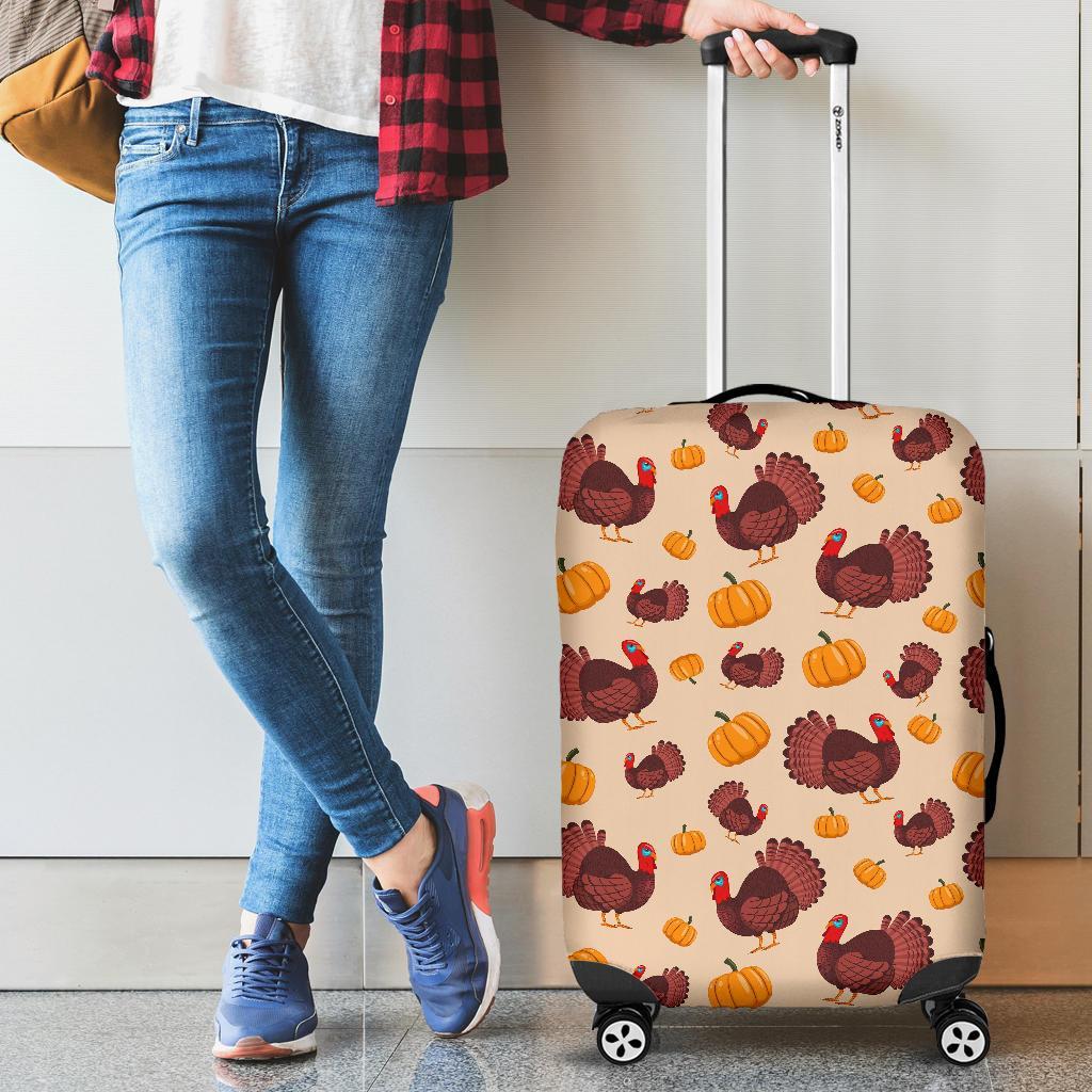 Thankgiving Turkey Pattern Print Luggage Cover Protector-grizzshop