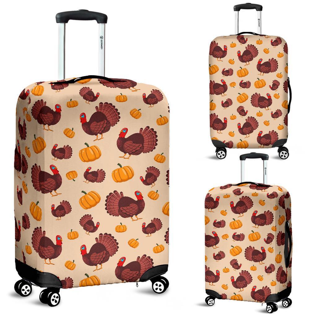 Thankgiving Turkey Pattern Print Luggage Cover Protector-grizzshop