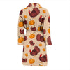 Thankgiving Turkey Pattern Print Men Long Robe-grizzshop