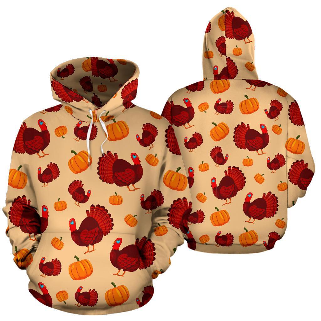 Thankgiving Turkey Pattern Print Men Women Pullover Hoodie-grizzshop