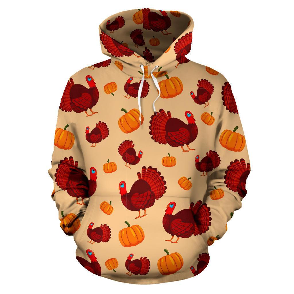 Thankgiving Turkey Pattern Print Men Women Pullover Hoodie-grizzshop