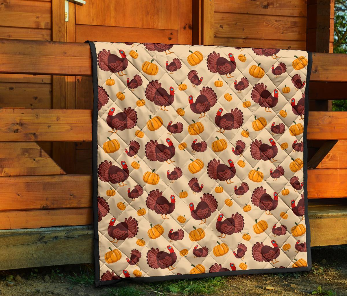 Thankgiving Turkey Pattern Print Quilt-grizzshop