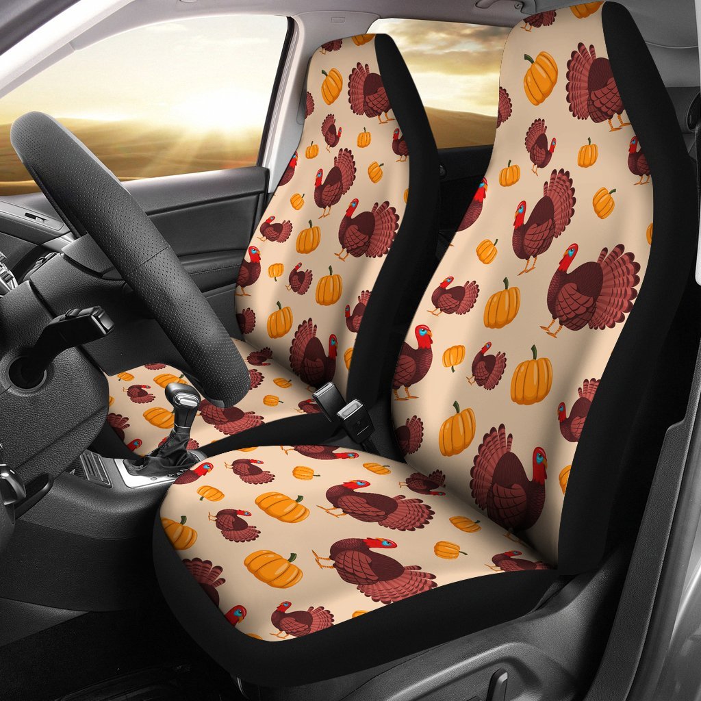 Thankgiving Turkey Pattern Print Universal Fit Car Seat Covers-grizzshop