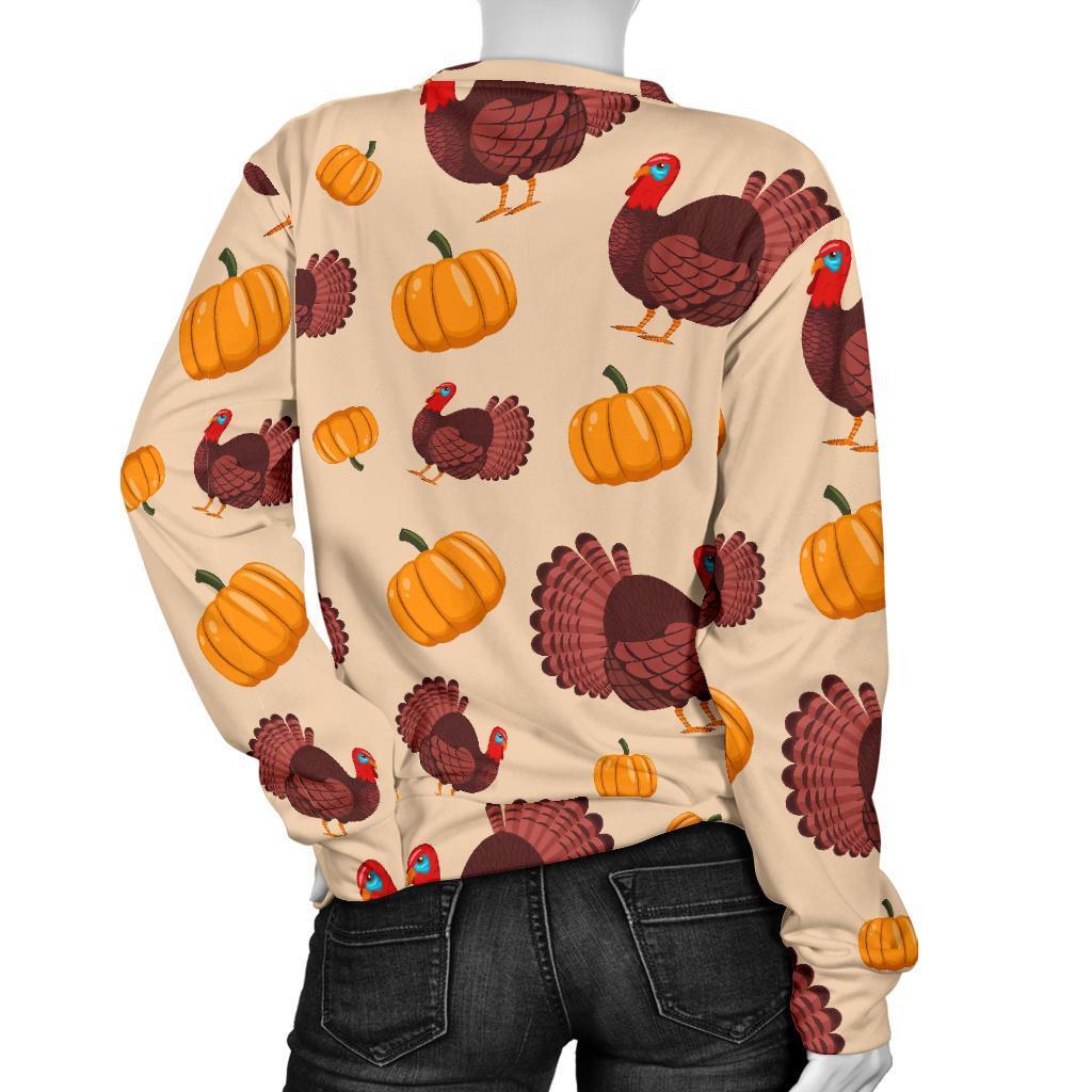 Thankgiving Turkey Pattern Print Women's Sweatshirt-grizzshop