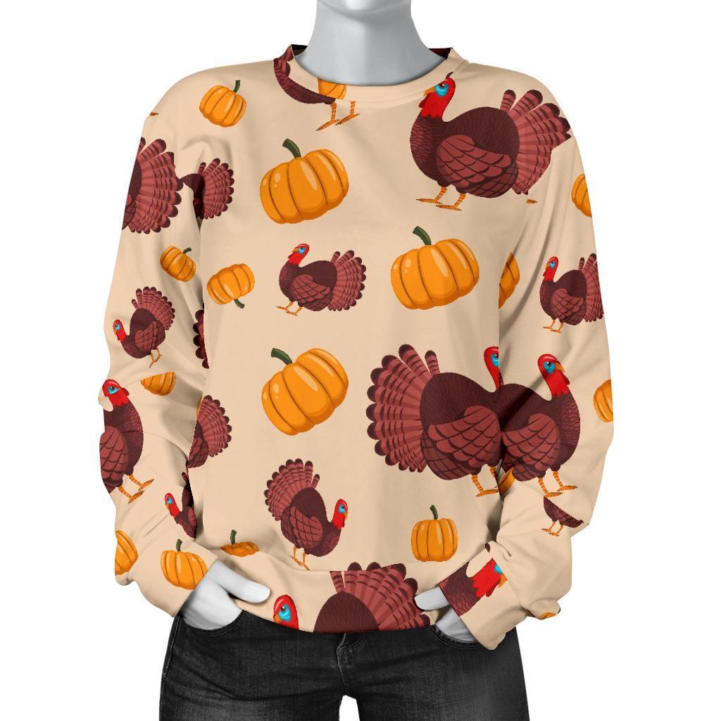 Thankgiving Turkey Pattern Print Women's Sweatshirt-grizzshop