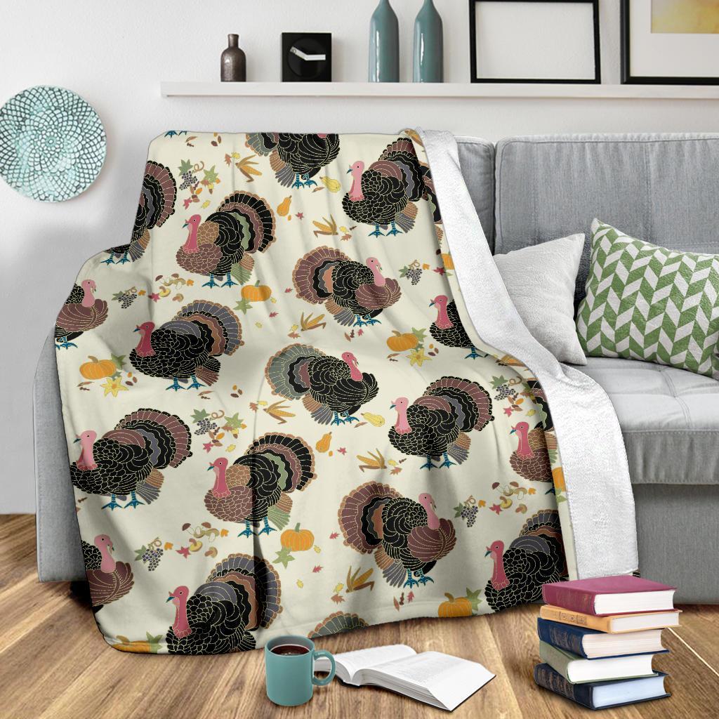 Thankgiving Turkey Print Pattern Blanket-grizzshop