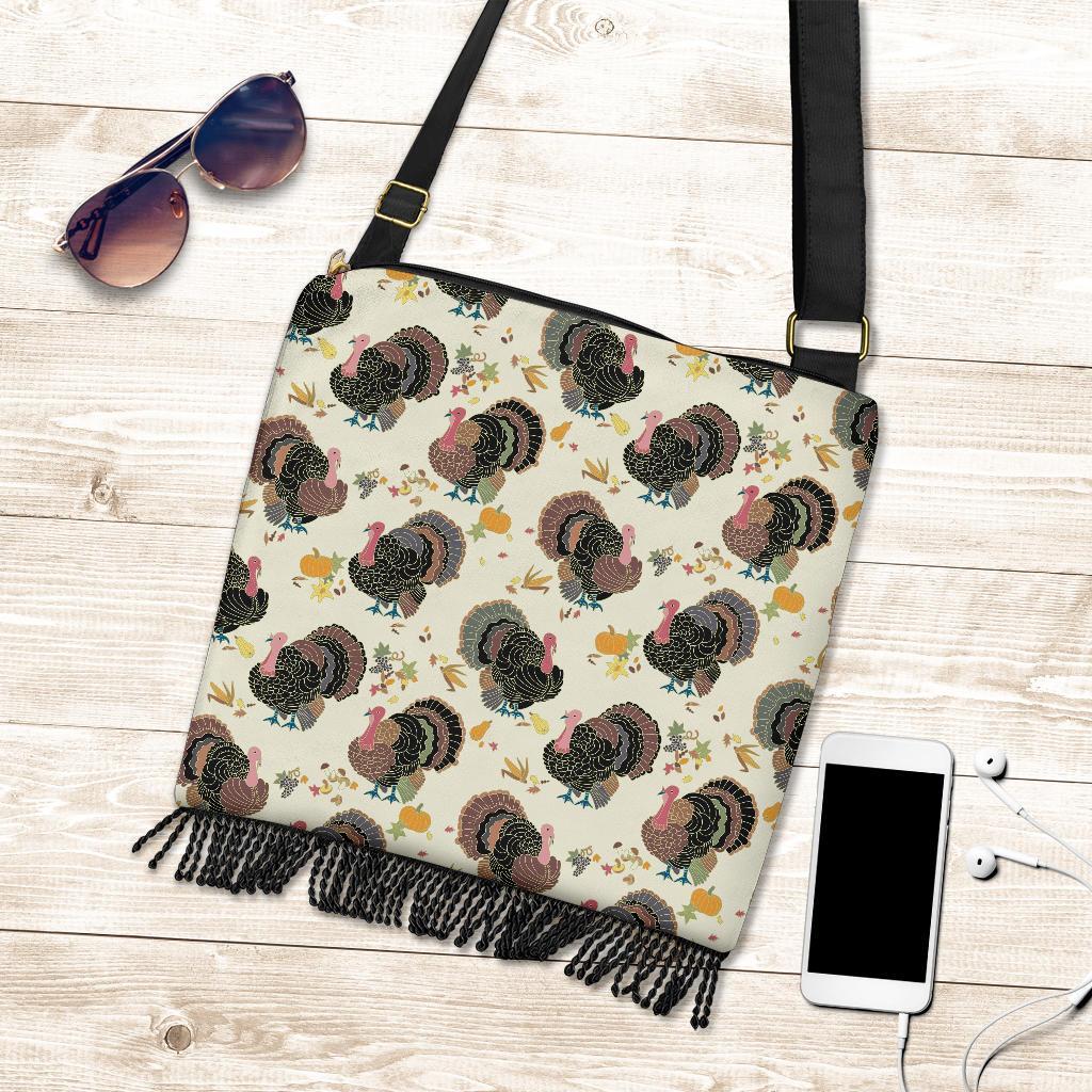 Thankgiving Turkey Print Pattern Crossbody bags-grizzshop