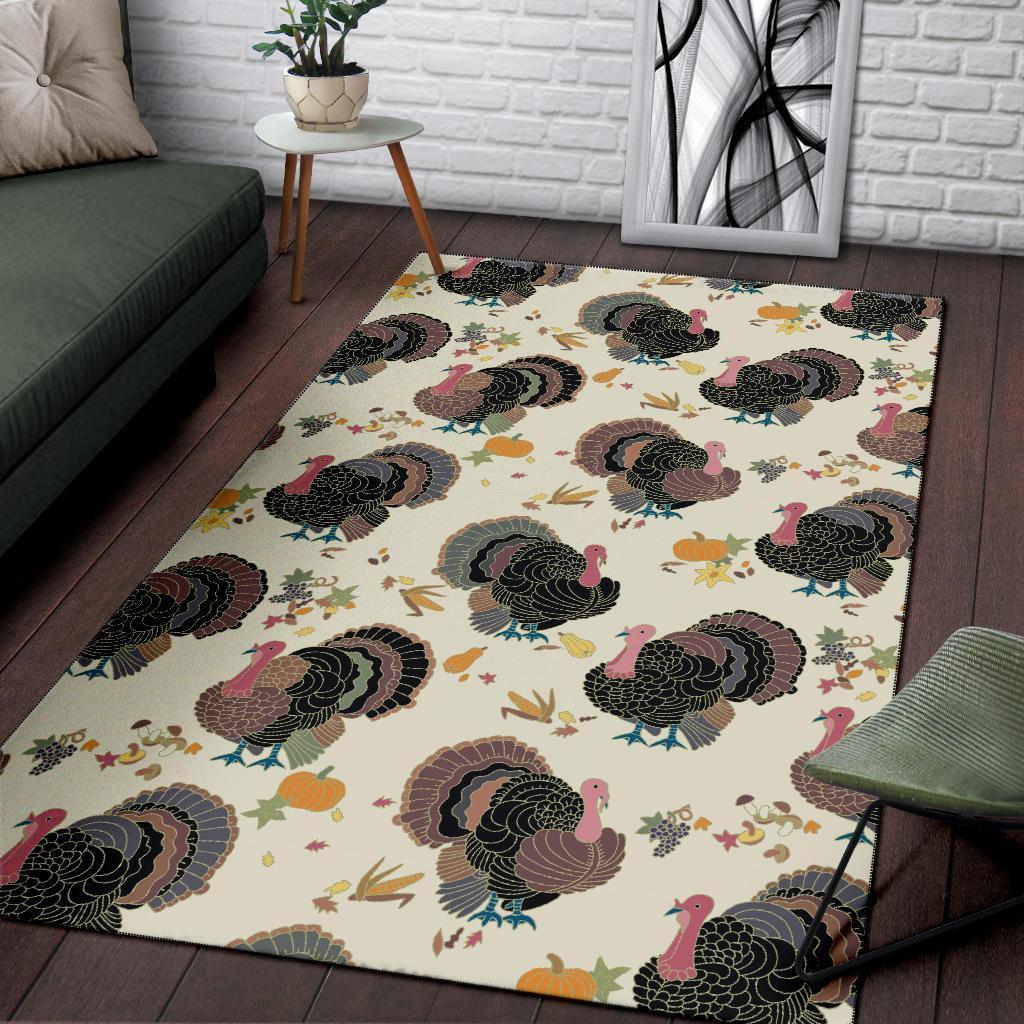 Thankgiving Turkey Print Pattern Floor Mat-grizzshop