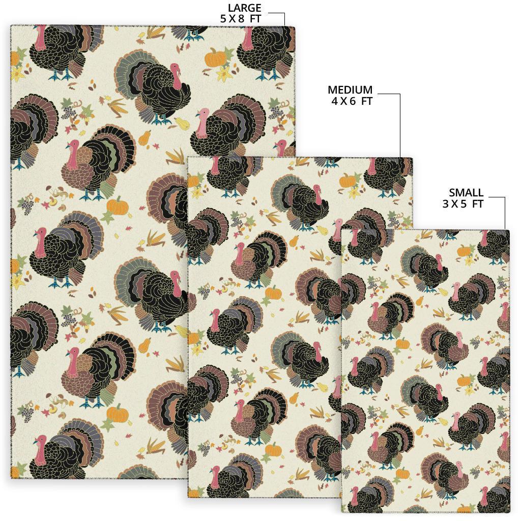 Thankgiving Turkey Print Pattern Floor Mat-grizzshop