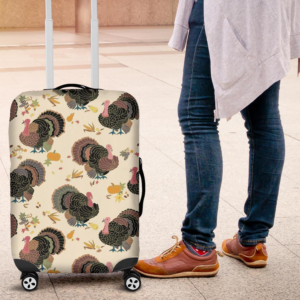 Thankgiving Turkey Print Pattern Luggage Cover Protector-grizzshop