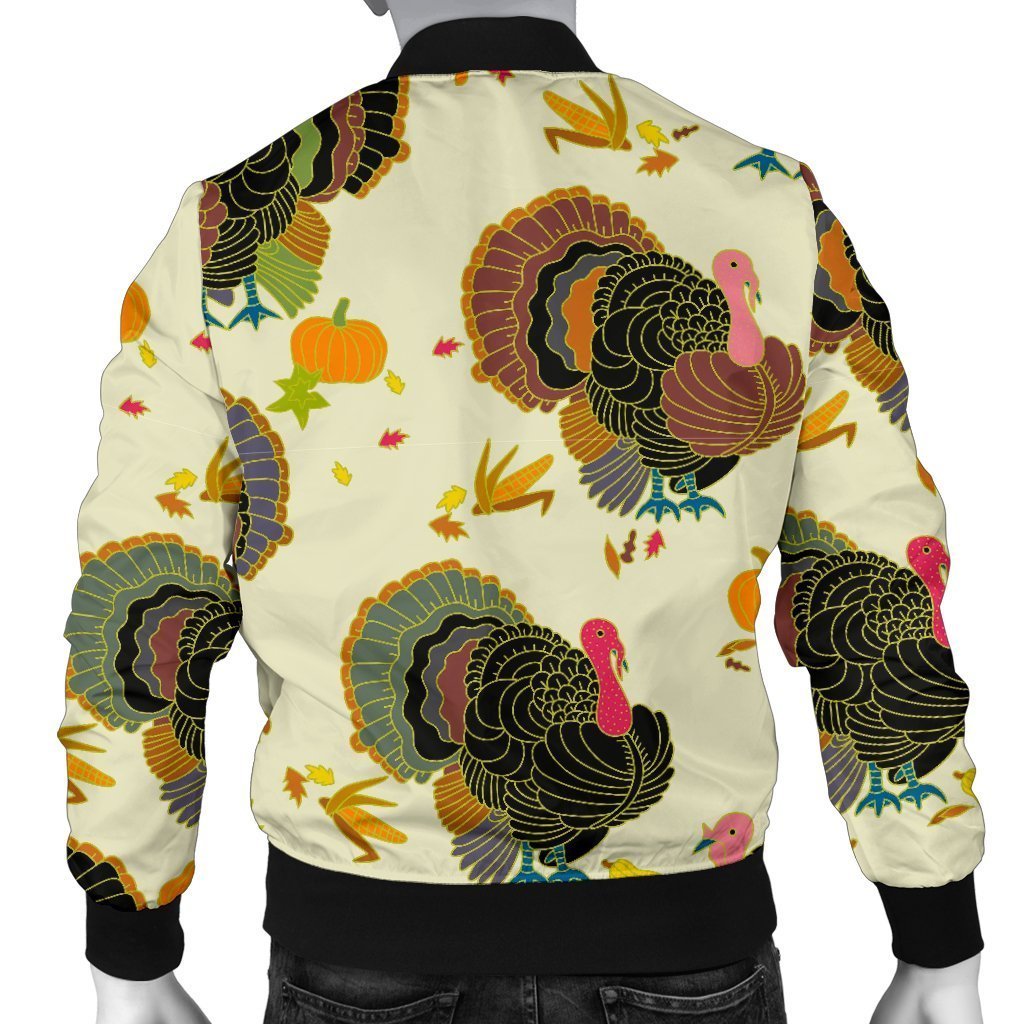 Thankgiving Turkey Print Pattern Men's Bomber Jacket-grizzshop