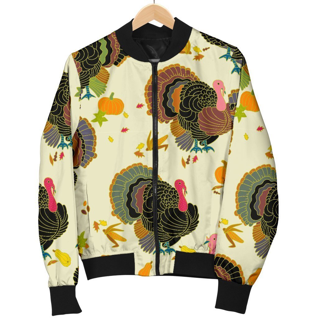 Thankgiving Turkey Print Pattern Men's Bomber Jacket-grizzshop