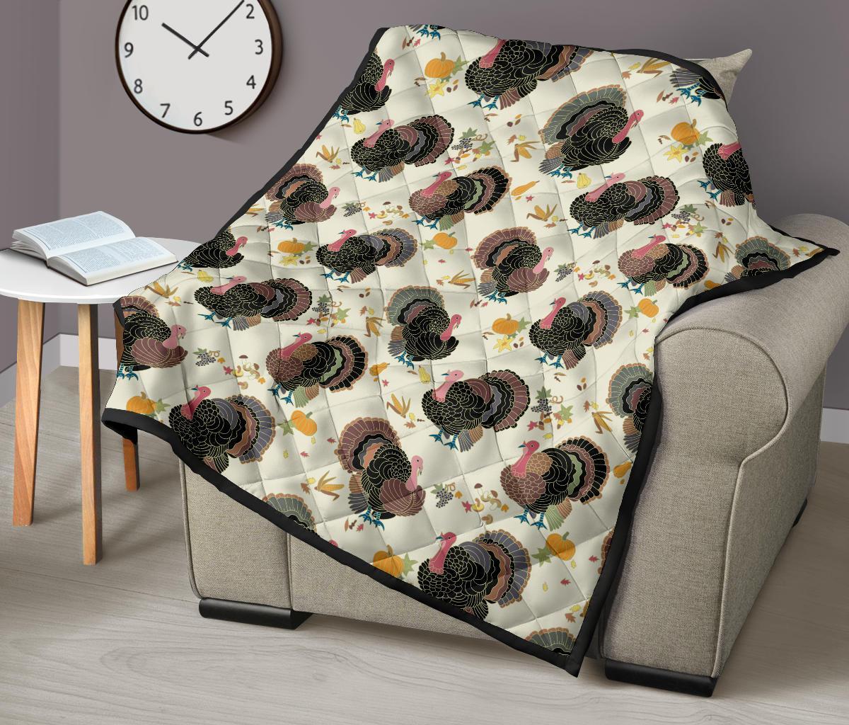 Thankgiving Turkey Print Pattern Quilt-grizzshop