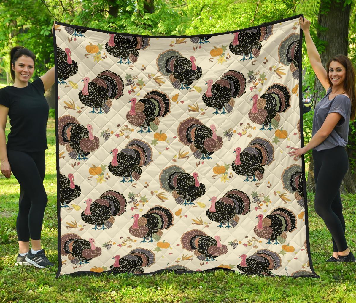 Thankgiving Turkey Print Pattern Quilt-grizzshop