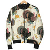 Thankgiving Turkey Print Pattern Women Casual Bomber Jacket-grizzshop