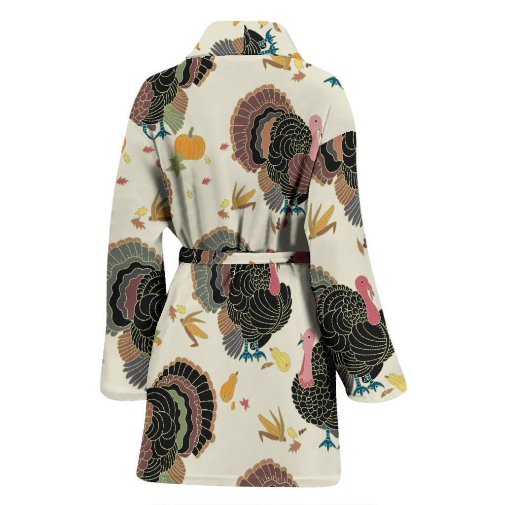 Thankgiving Turkey Print Pattern Women Long Robe-grizzshop