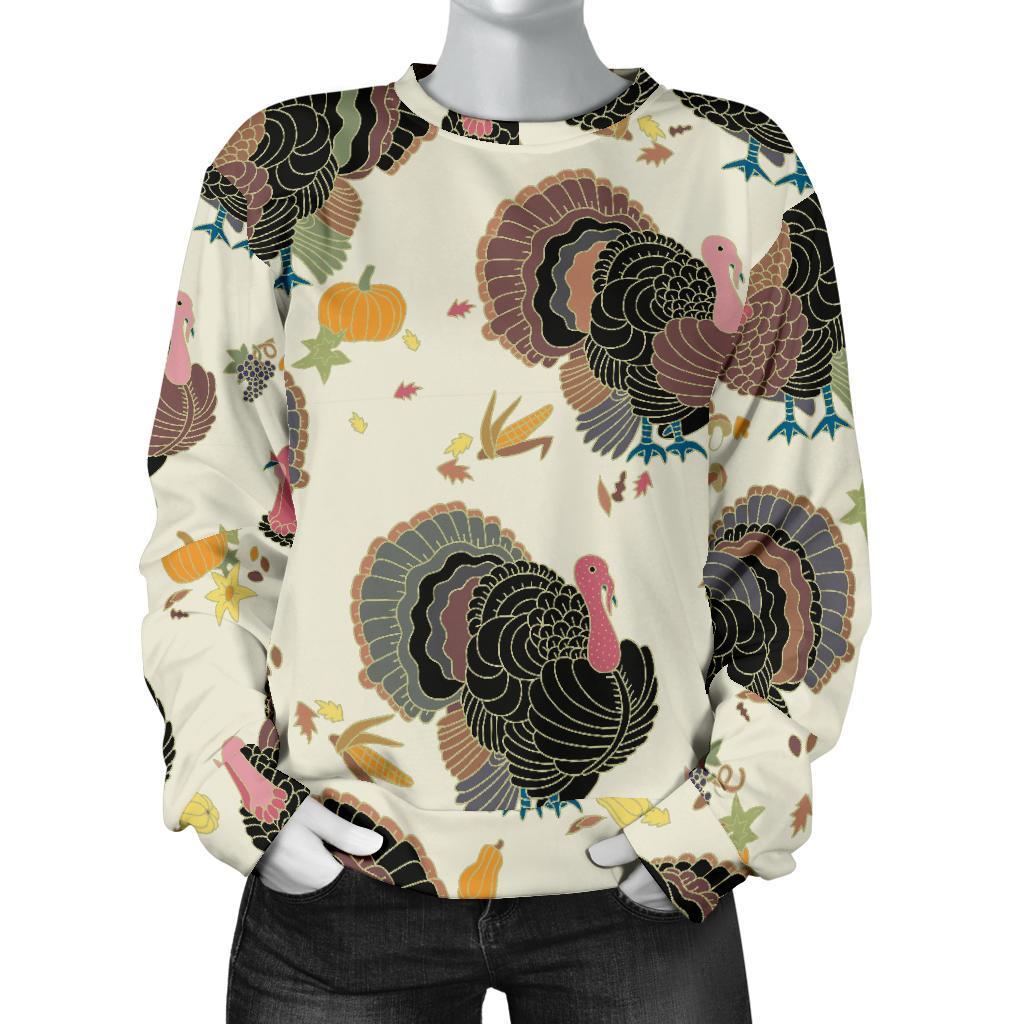 Thankgiving Turkey Print Pattern Women's Sweatshirt-grizzshop