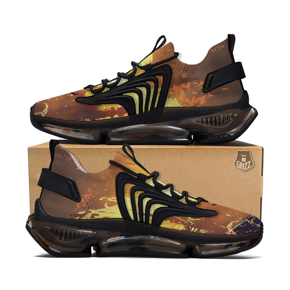 The Man And Phoenix Print Black Gym Shoes-grizzshop