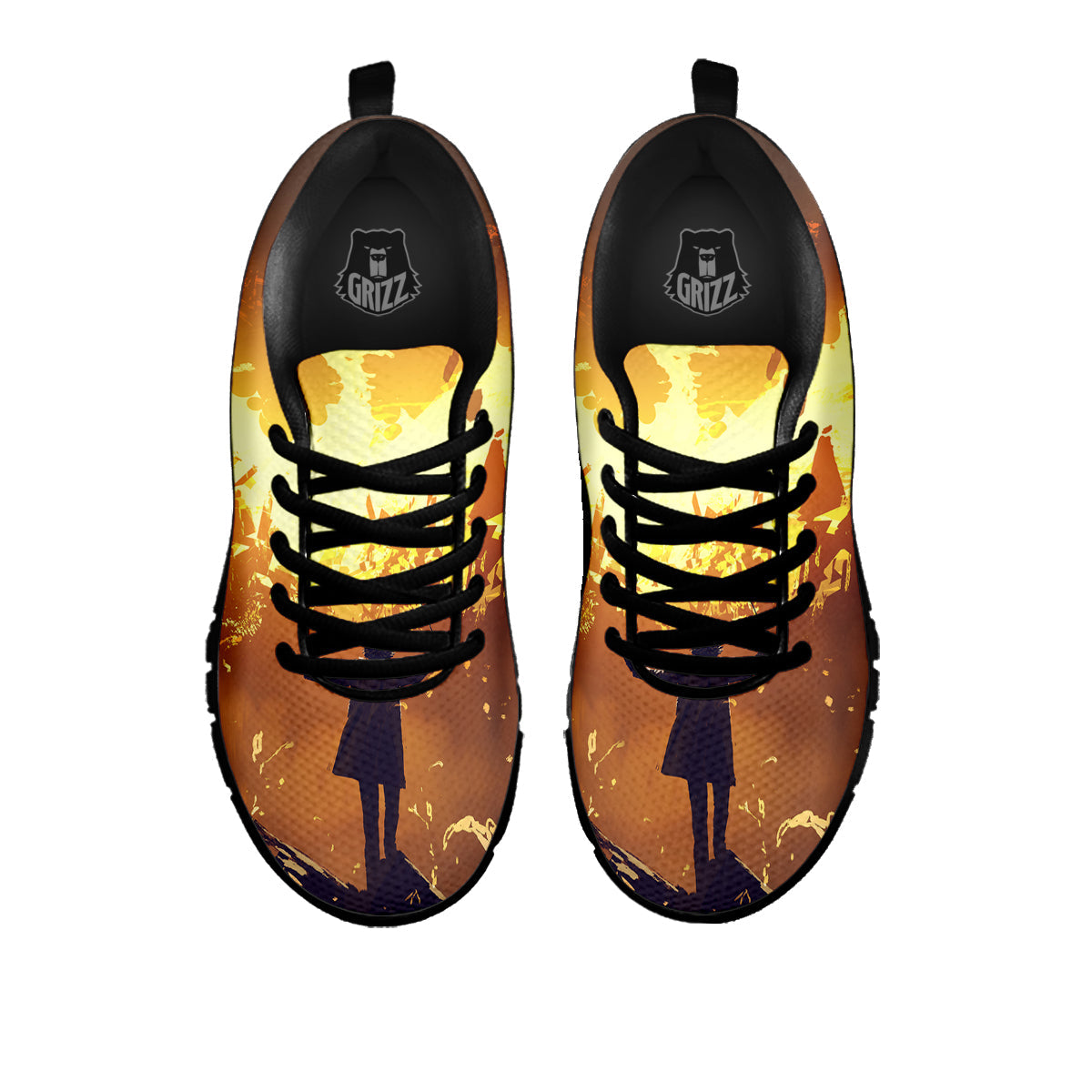 The Man And Phoenix Print Black Sneaker-grizzshop