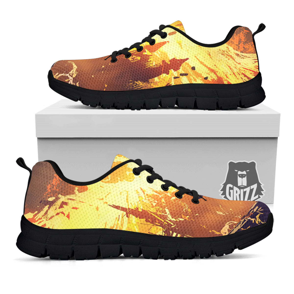 The Man And Phoenix Print Black Sneaker-grizzshop