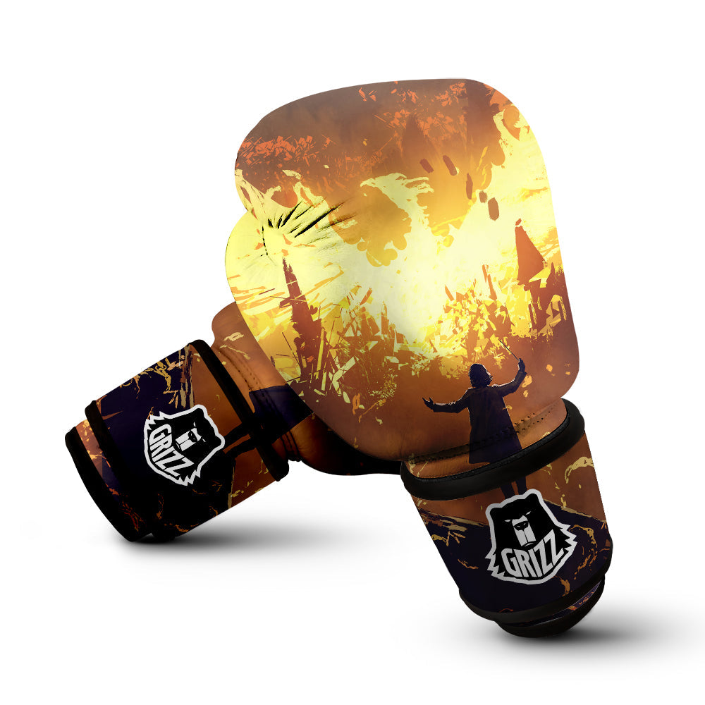 The Man And Phoenix Print Boxing Gloves-grizzshop