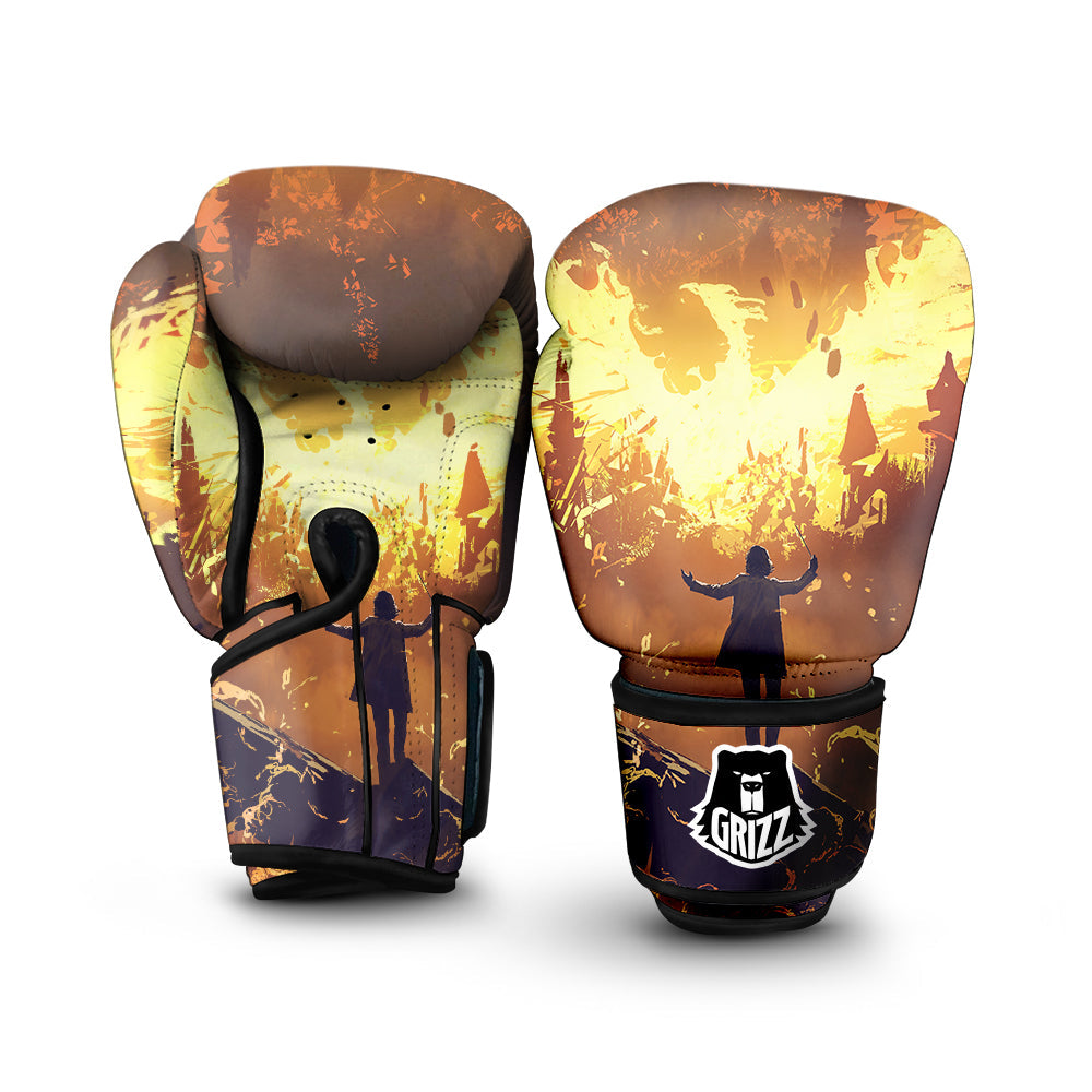 The Man And Phoenix Print Boxing Gloves-grizzshop