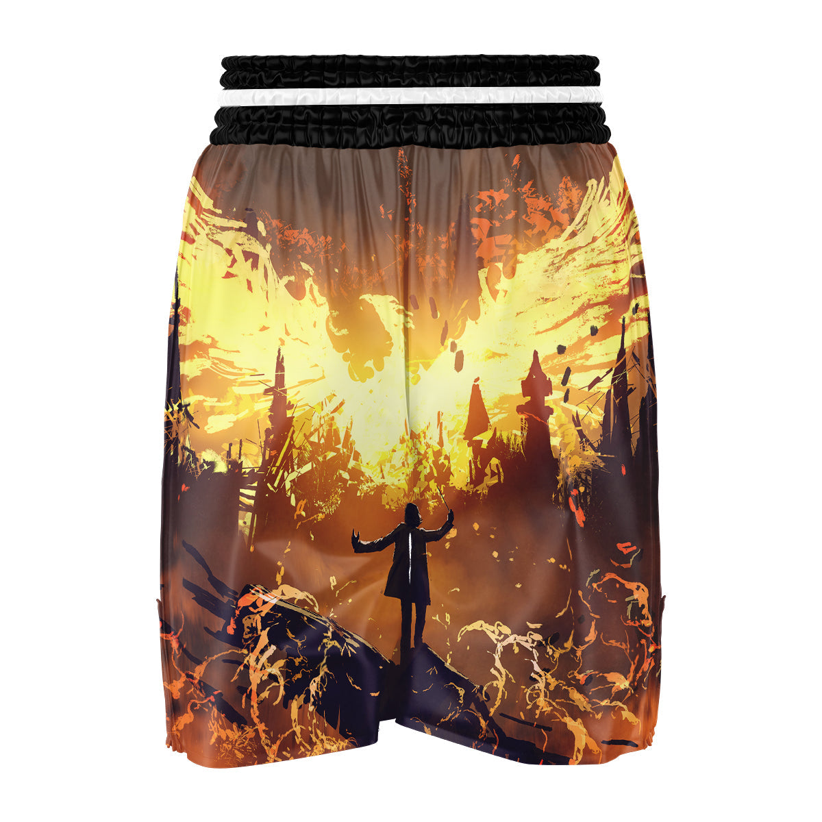 The Man And Phoenix Print Boxing Shorts-grizzshop